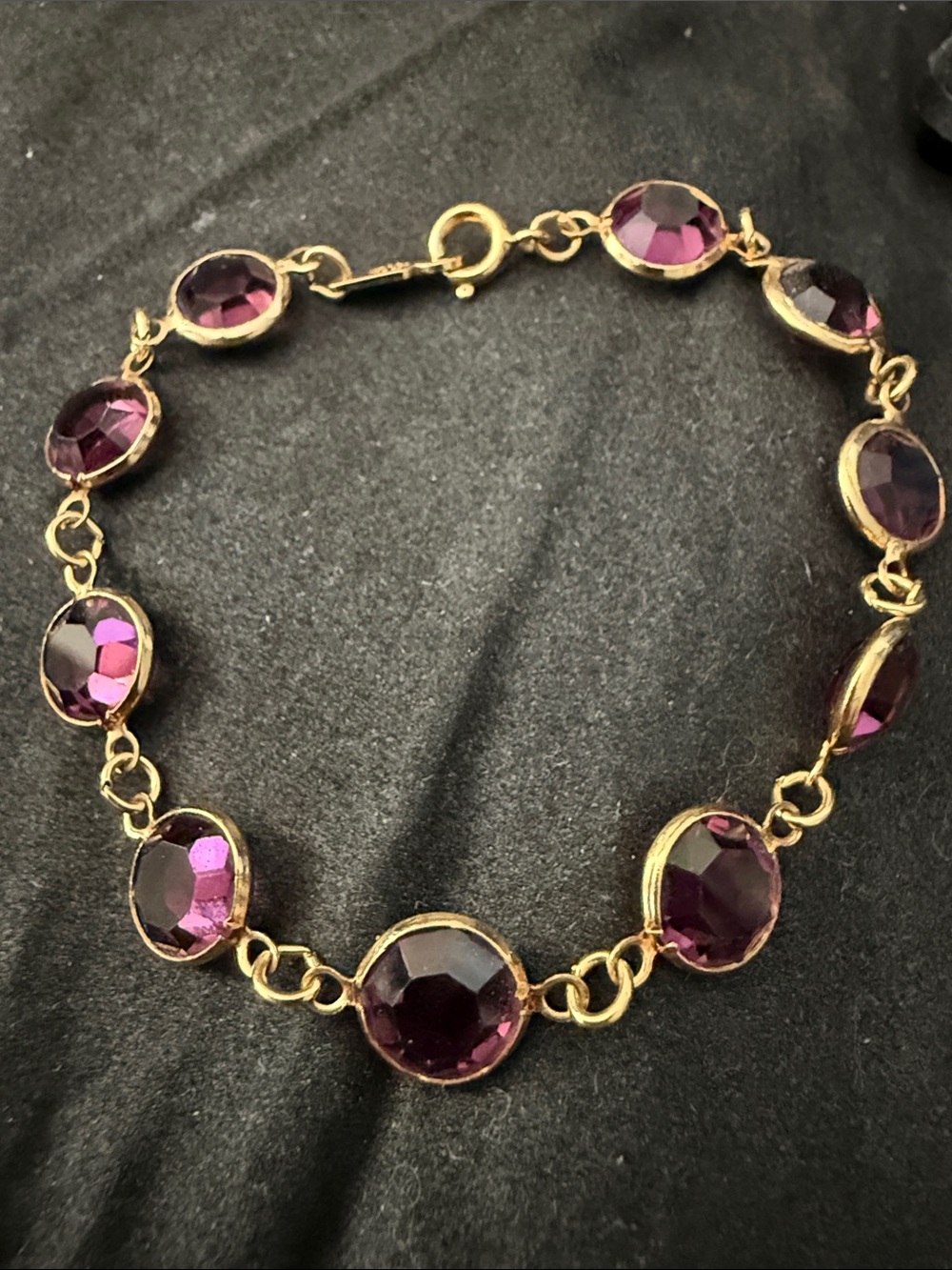Gold-Plated Bracelet with Purple Gemstone Accents